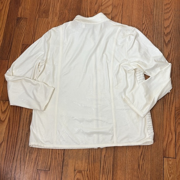 CHICO'S Sequin Full Zip Jacket Ivory Off White Lined Pocket size 3 XL - Picture 2 of 9